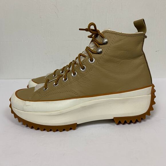 Converse Run Star Hike Hi Nomad Khaki Wheat Sherpa Leather Sneakers Size 10.5 - Picture 5 of 12